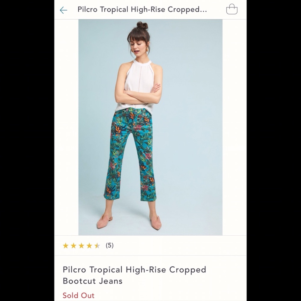 Pilcro Tropical Bootcut Jeans, 33 (blue motif) - Picture 2 of 10